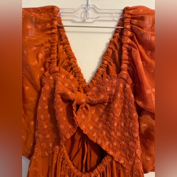 NWT Anthropologie Ruched Tiered Dress Terra Cotta Size XS - Picture 13 of 15